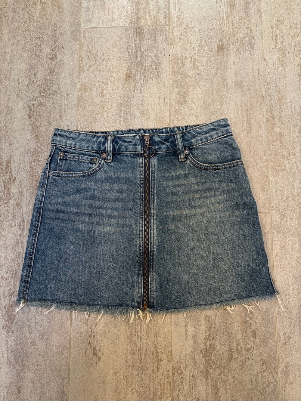 Free People Denim Zip-Front Mini Skirt